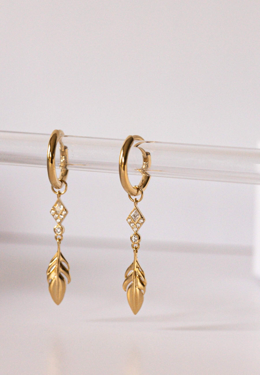 Pendientes de plata ROMBO PLUMA en plata de ley