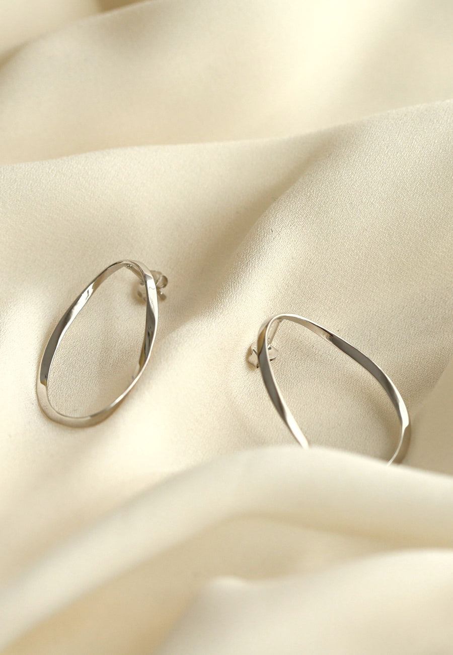 Pendientes circulo frontal irregular grandes BUBBLE en plata de ley