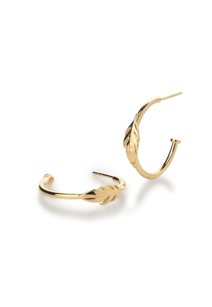 Pendientes aro PLUMA ROJA oro