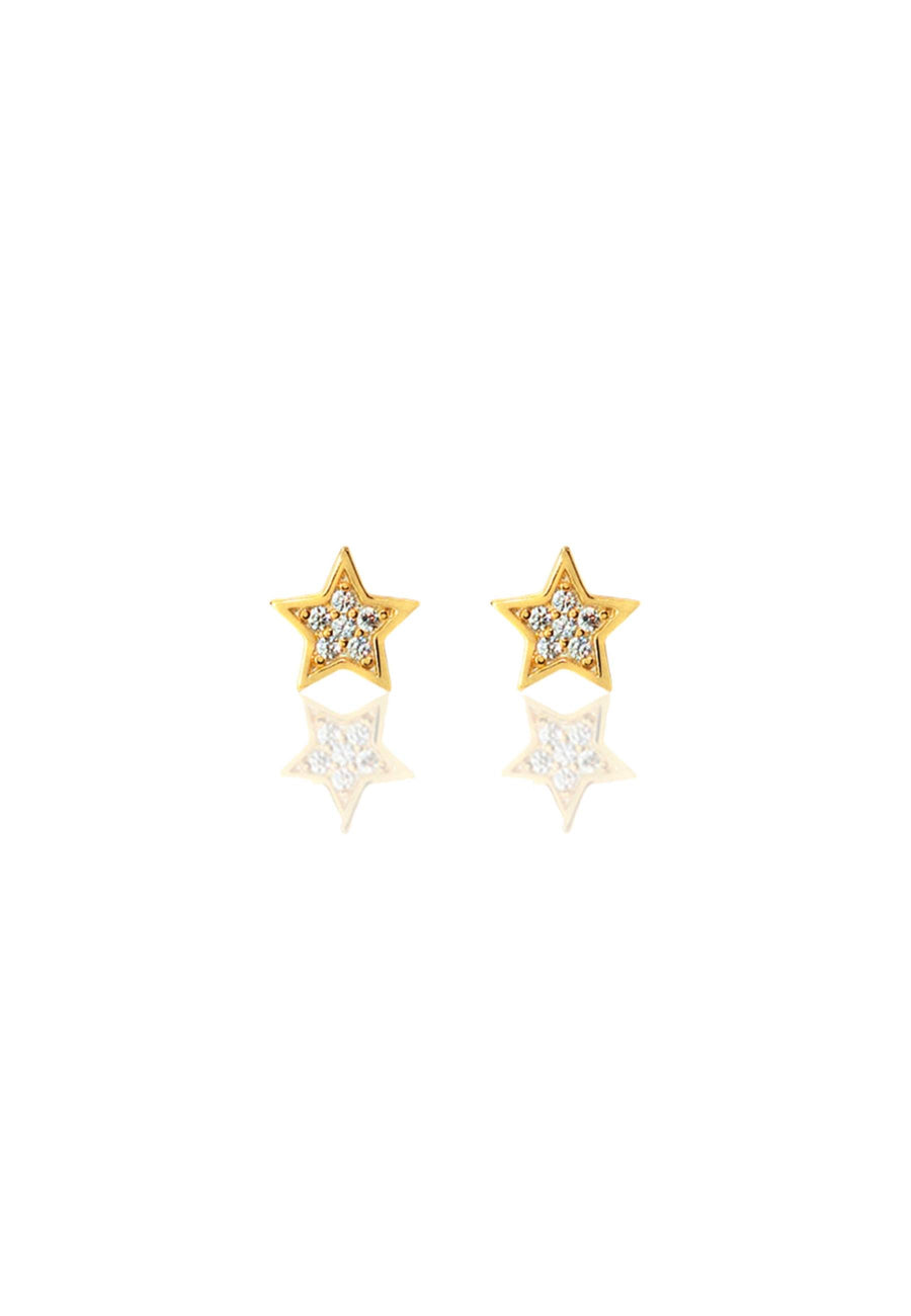 Pendientes STAR CZ en plata de ley y baño de oro