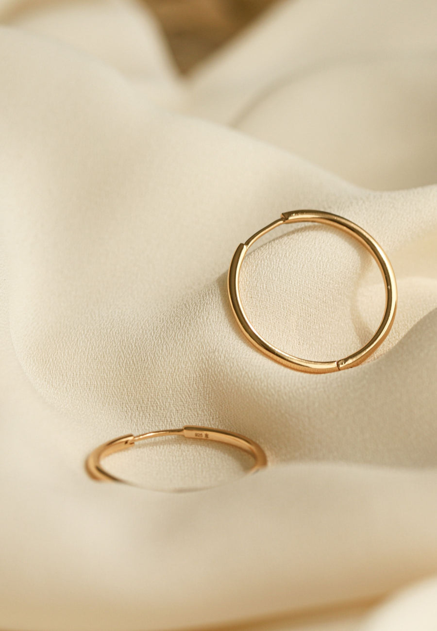 Pendientes de plata aro ESSENTIAL 25mm en plata y bañados en oro 18K