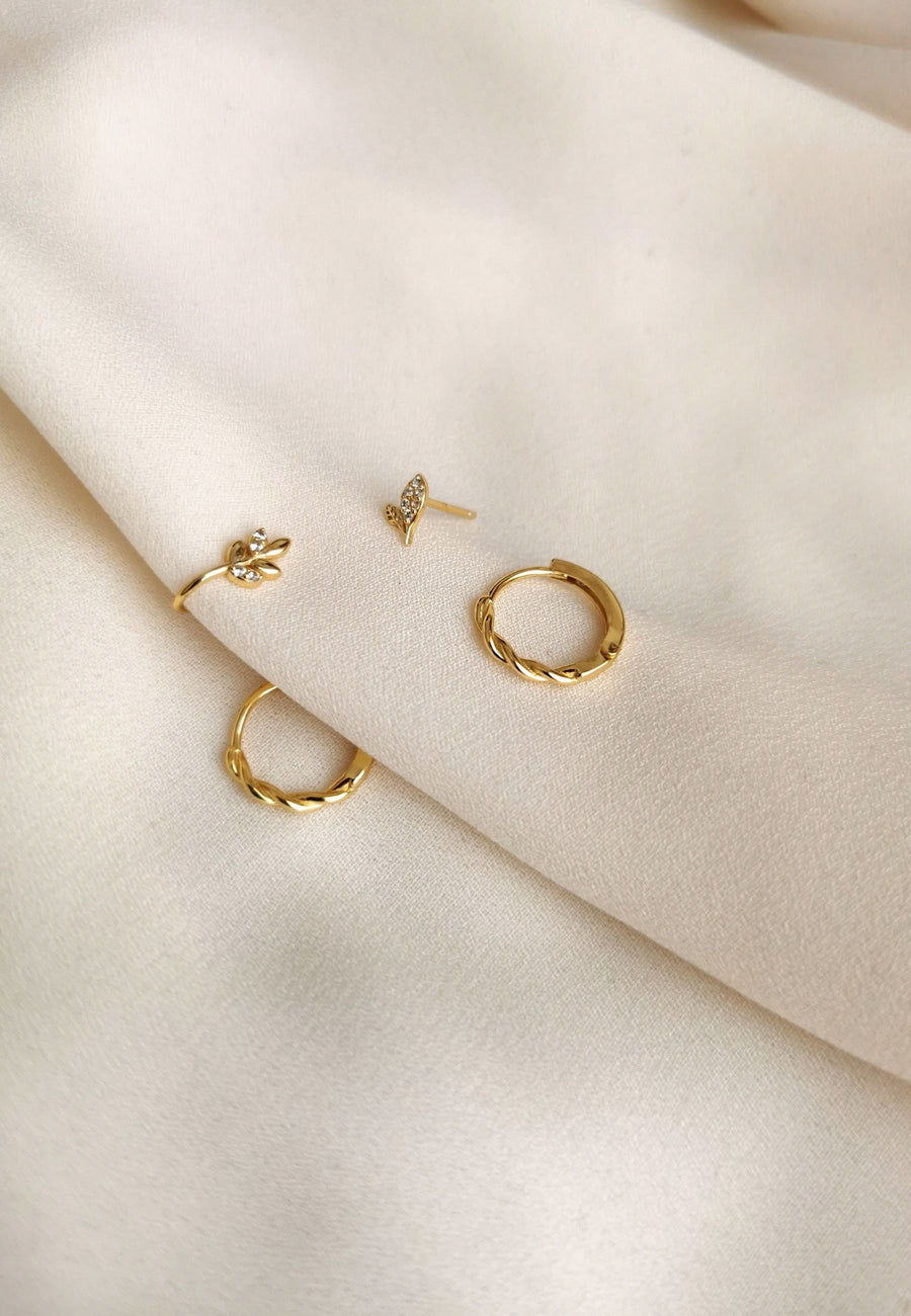 Pendientes de plata SET HOJAS oro