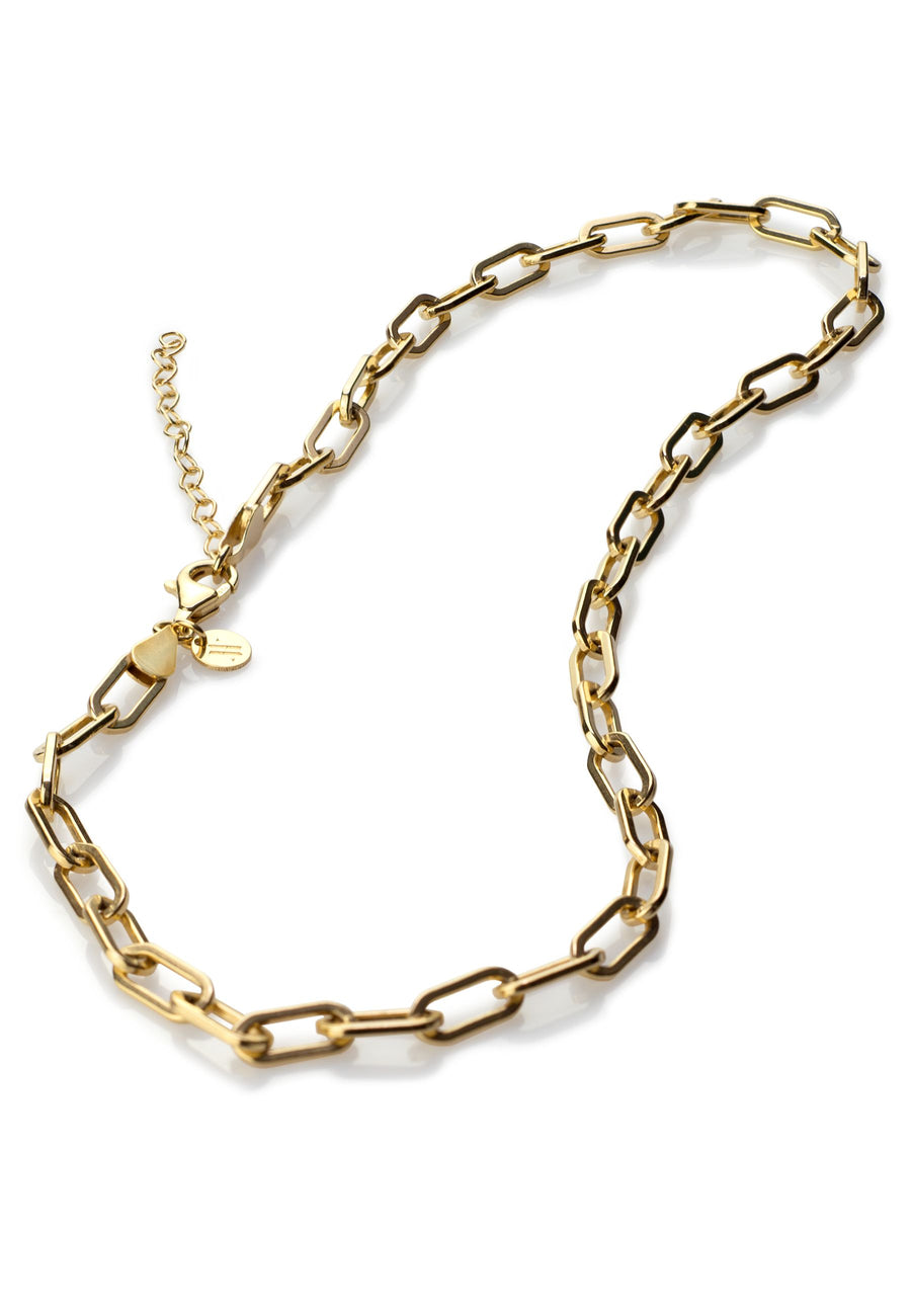 HERAS GLD Collar plata de ley con baño oro y cadena gruesa.