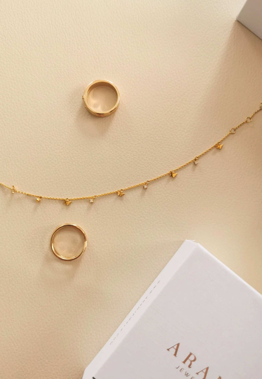 Collar de plata CINCO MARIPOSAS oro