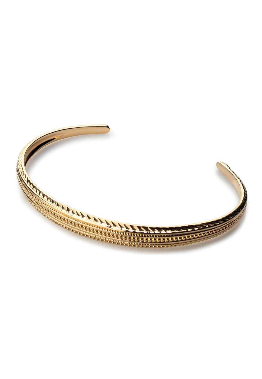 Pulsera esclava Grabados plata baño oro 24k