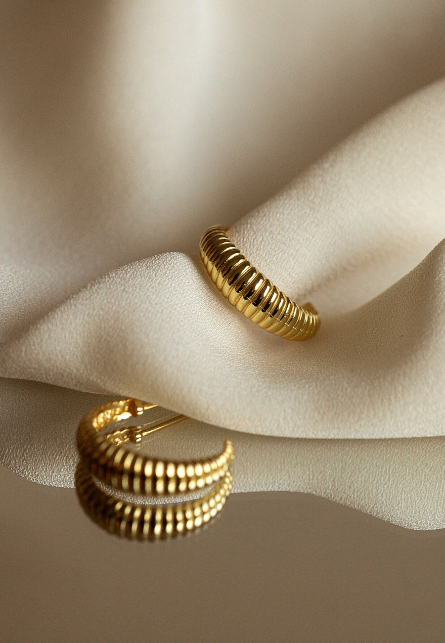 Pendientes de plata de semi aro trenzados GUS en oro