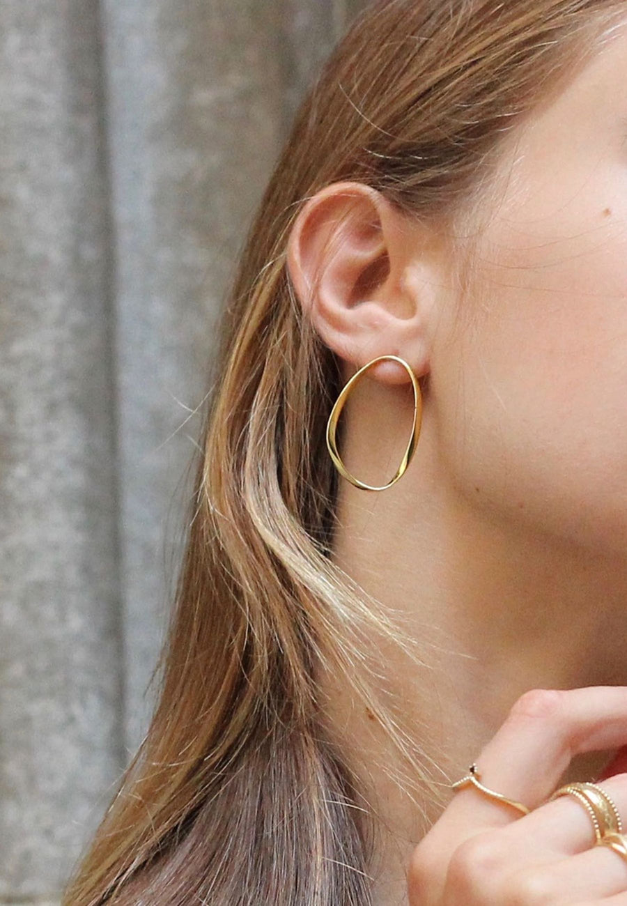 Pendientes circulo frontal irregular grandes BUBBLE en plata de ley