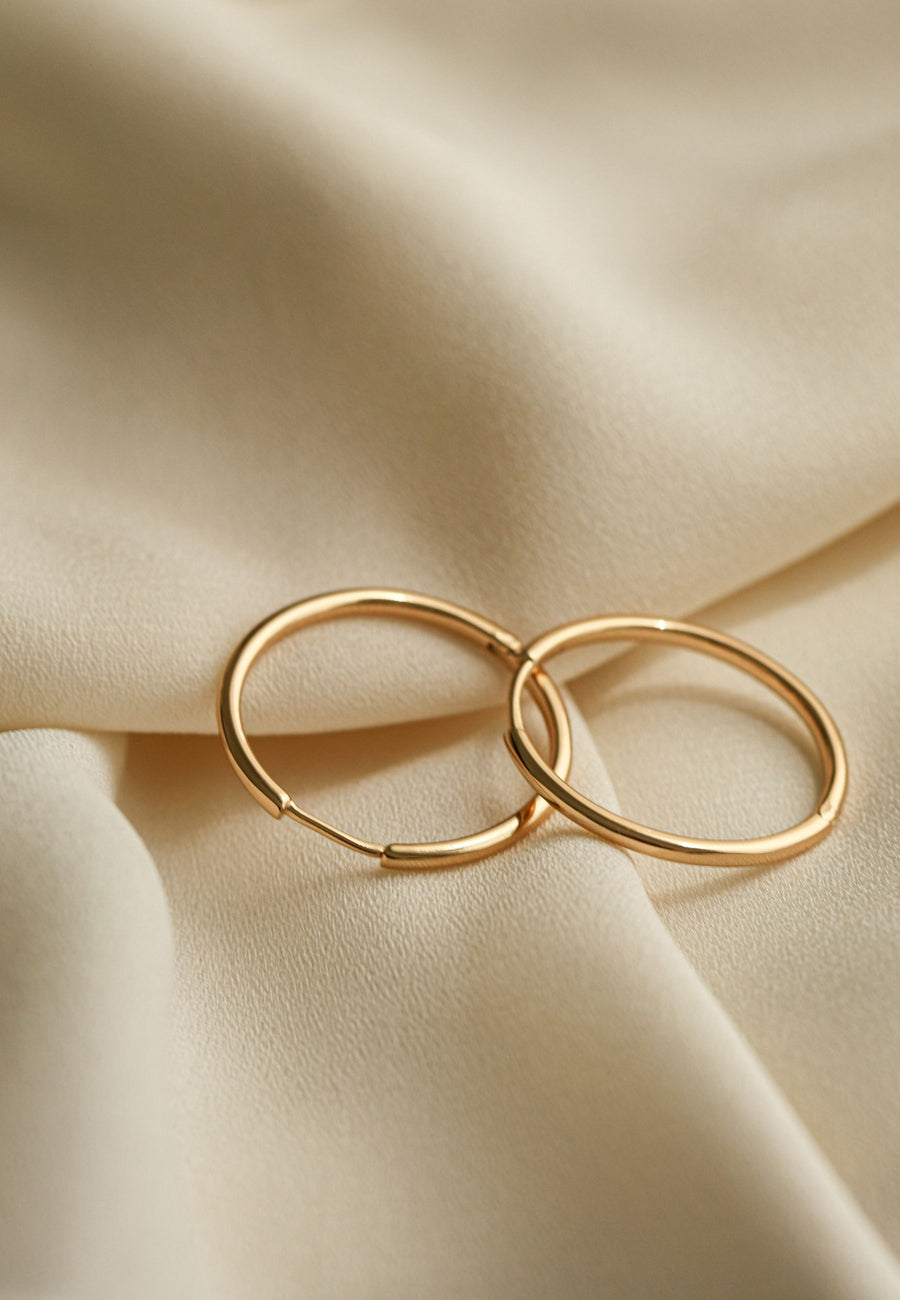 Pendientes aro ESSENTIAL 25mm en plata y bañados en oro 18K