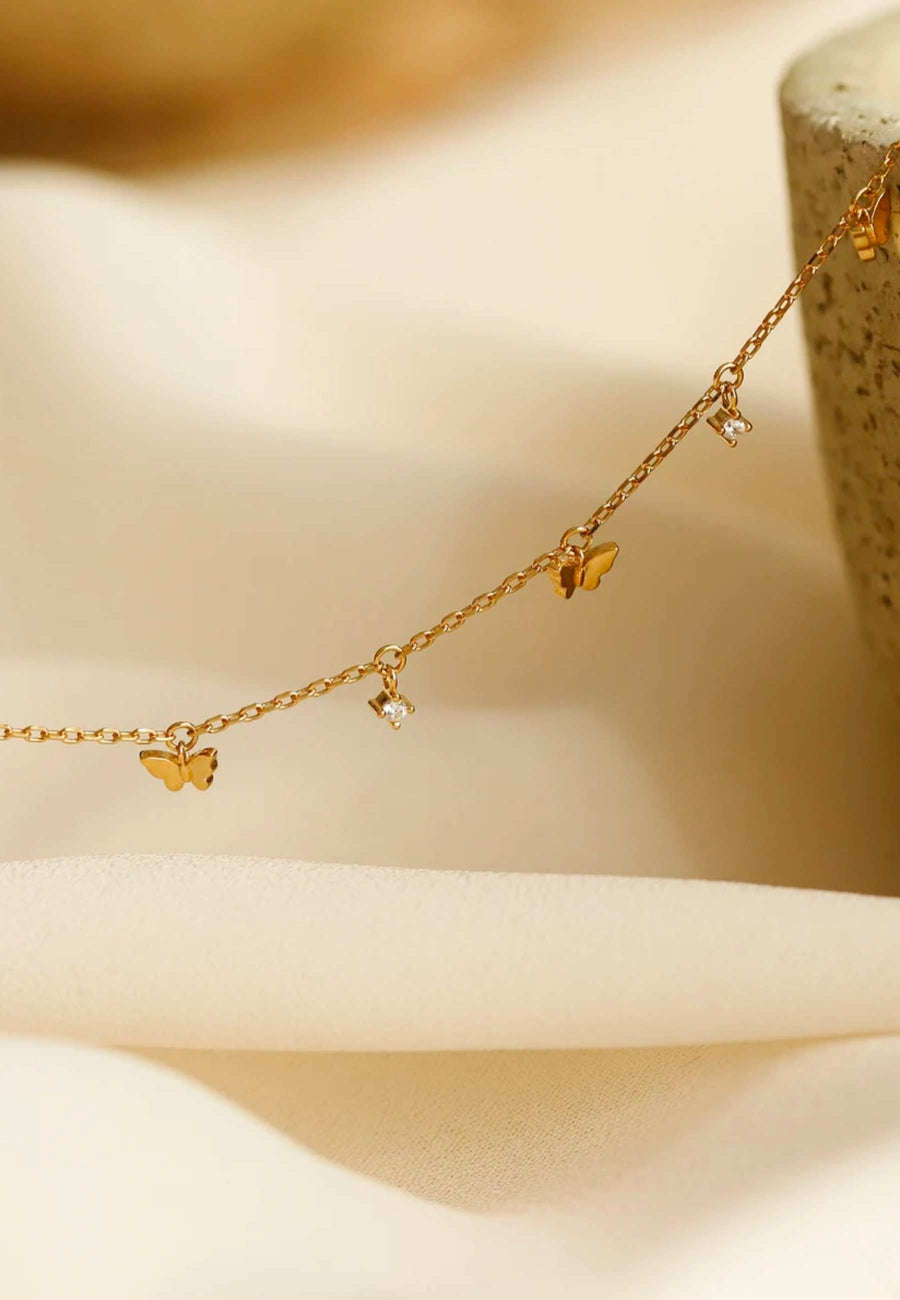 Collar de plata CINCO MARIPOSAS oro