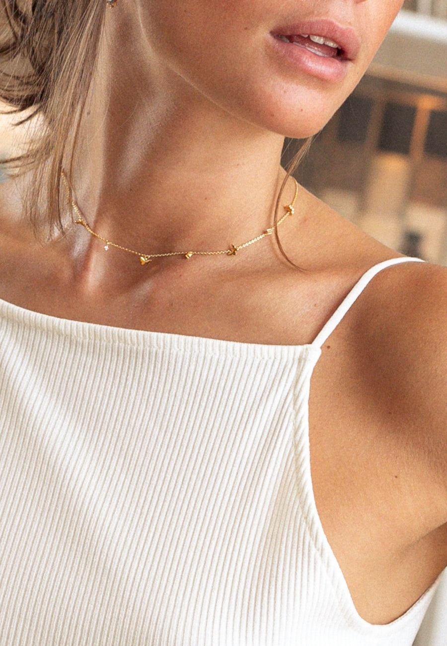 Collar de plata CINCO MARIPOSAS oro