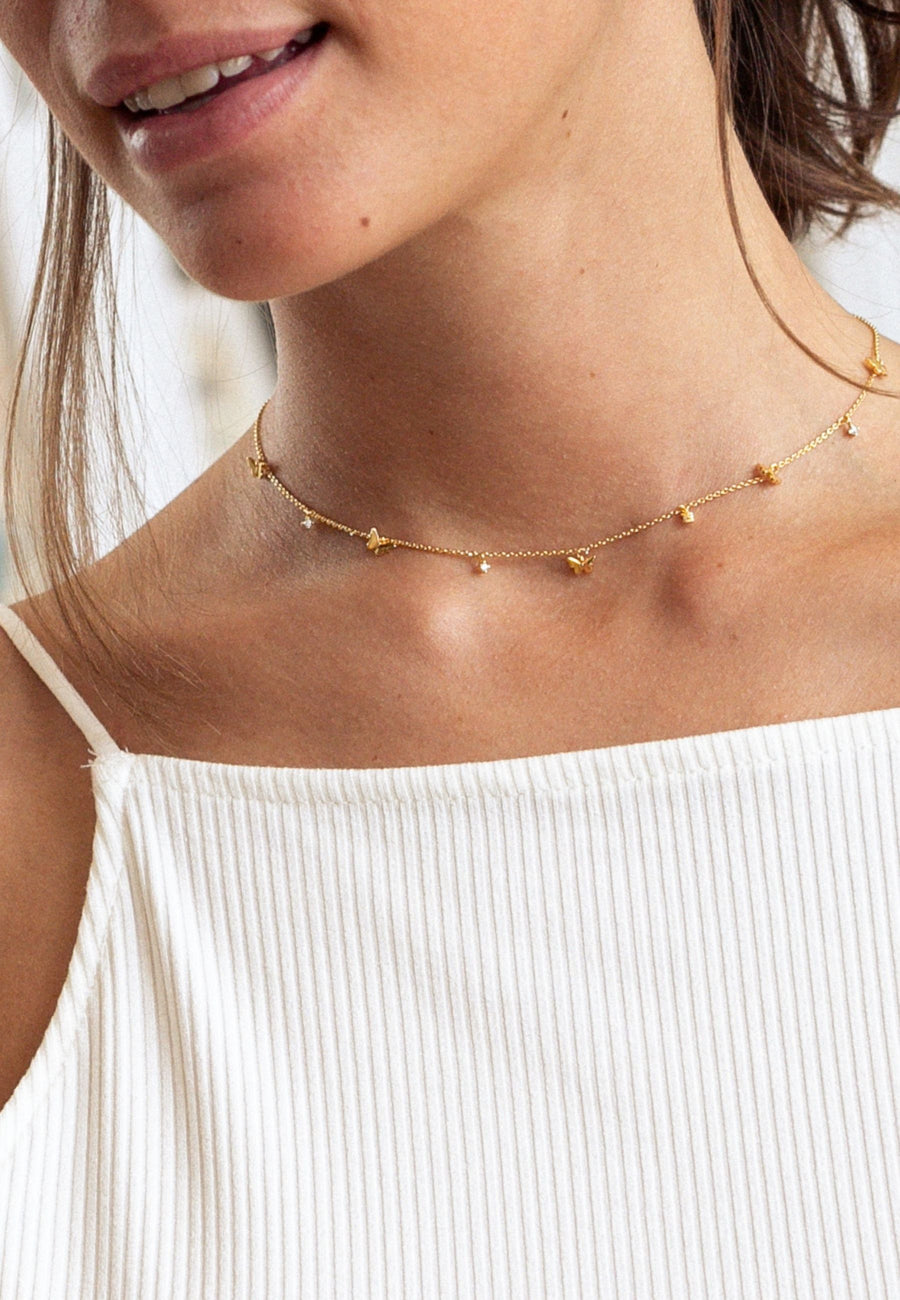 Collar de plata CINCO MARIPOSAS oro