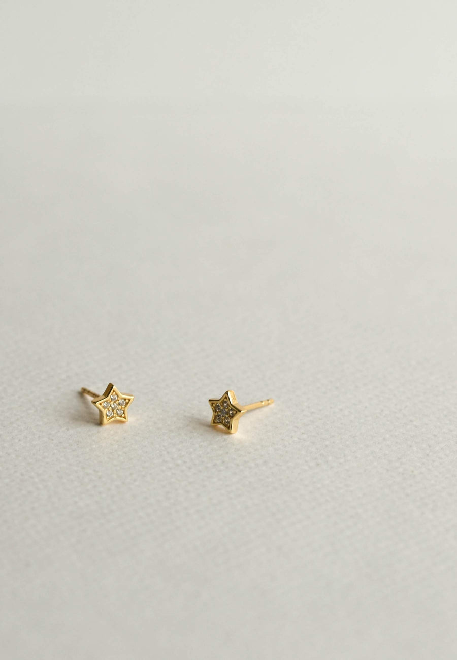 Pendientes STAR CZ en plata de ley y baño de oro