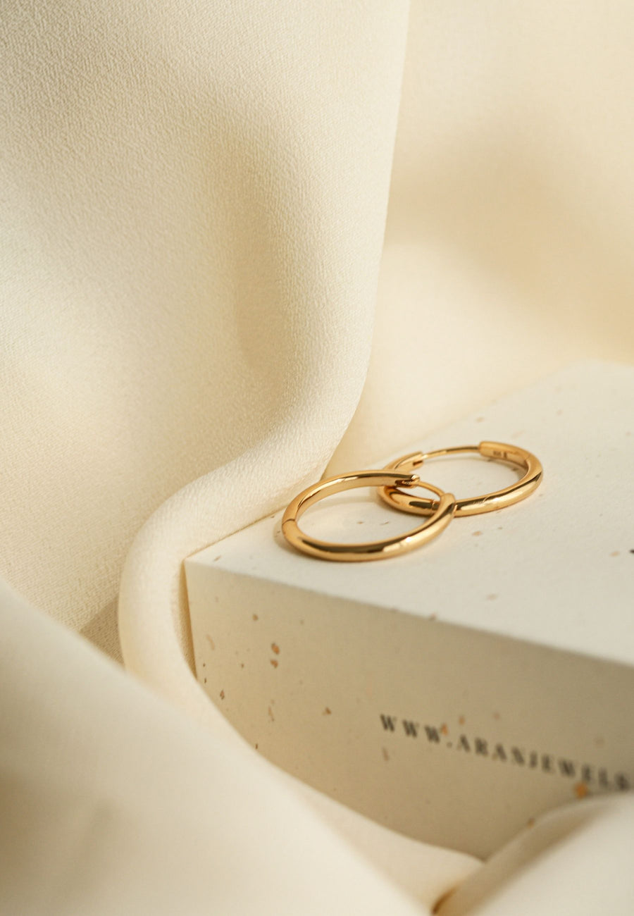 Pendientes de plata aro BASIC 18mm en plata bañados en Oro 18K