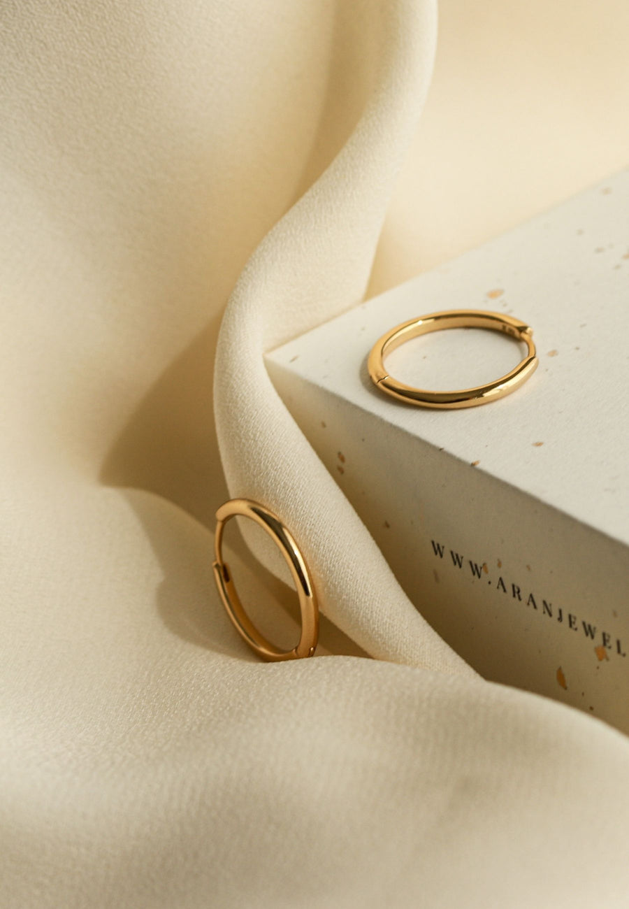 Pendientes aro BASIC 18mm en plata bañados en Oro 18K