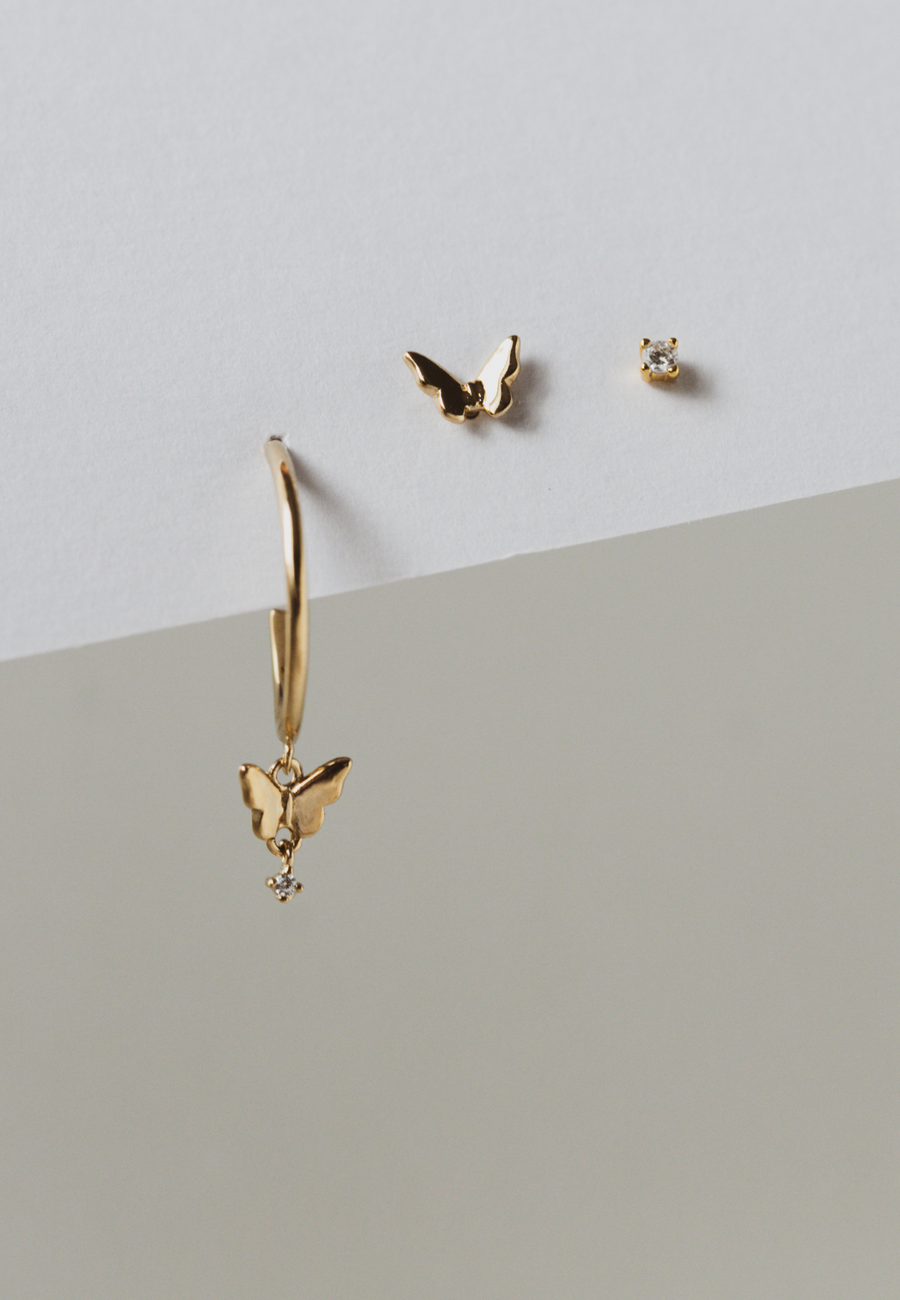 Pendientes de plata MARIPOSA CZ SET oro