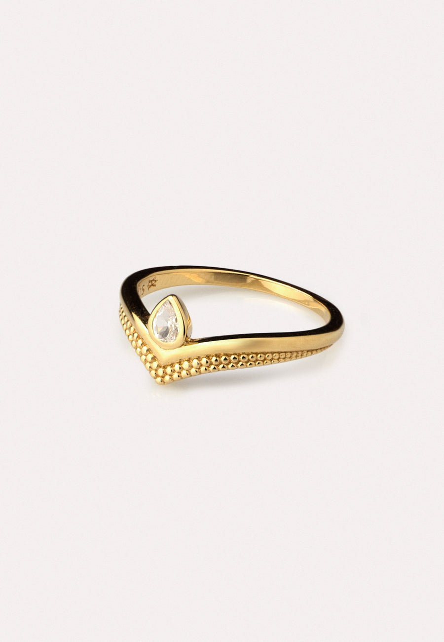 Anillo LAGRIMA plata bañada en oro