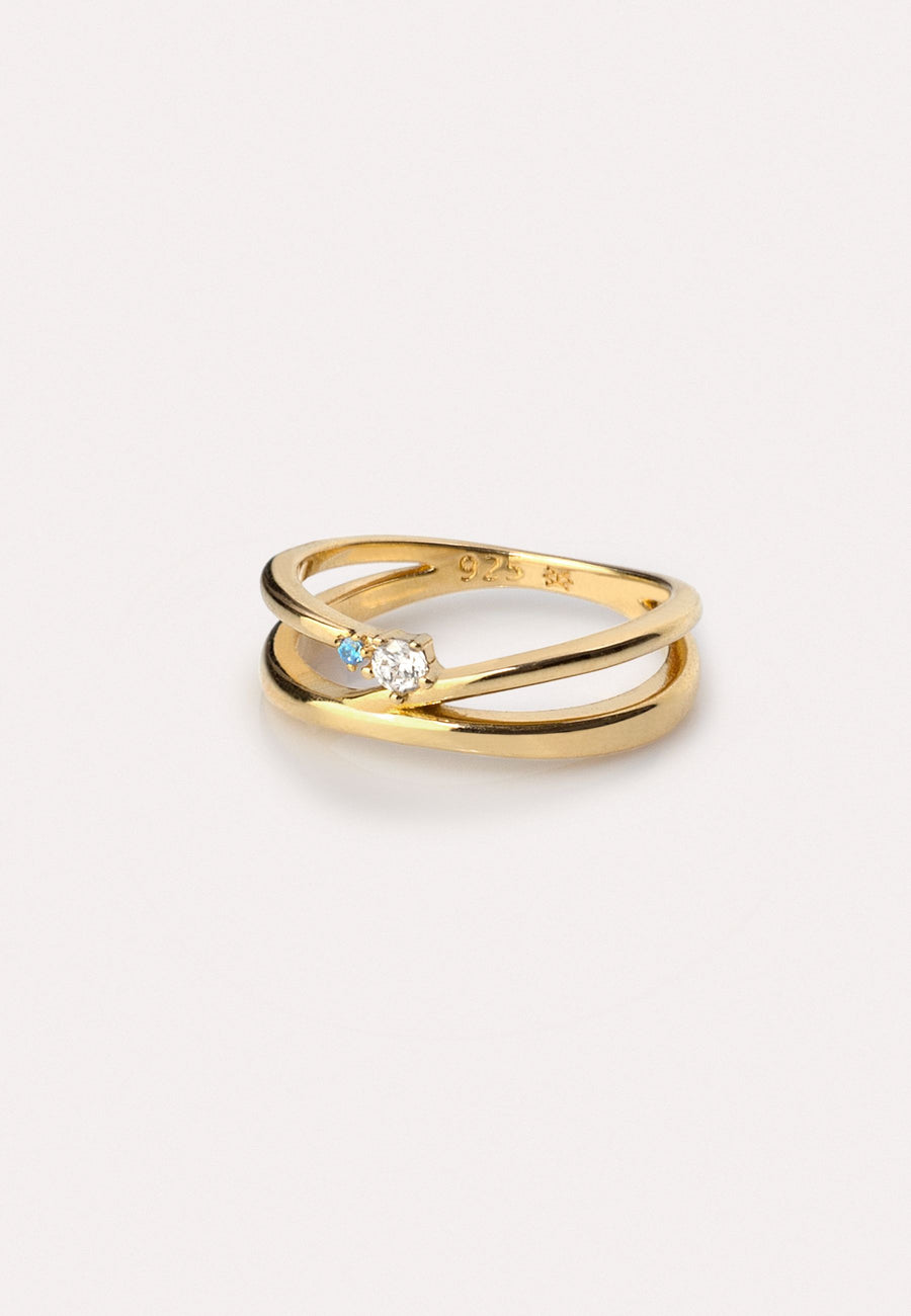 Anillo MAREA plata baño oro 24k