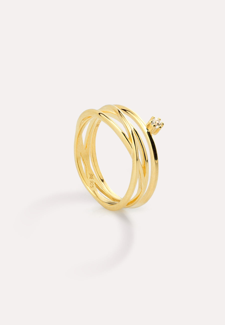 Anillo NIDO plata baño oro