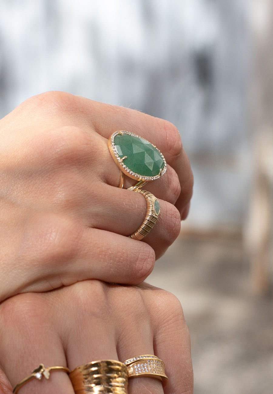 Anillo VERONA con piedra aventurina en plata y baño oro