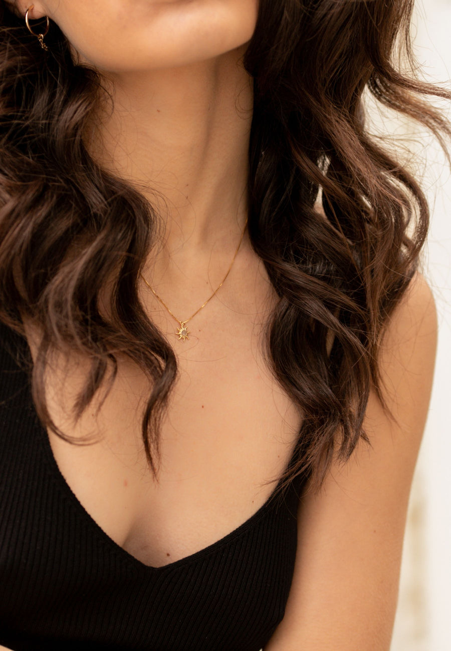 Collar colgante EL SOL plata bañado en oro