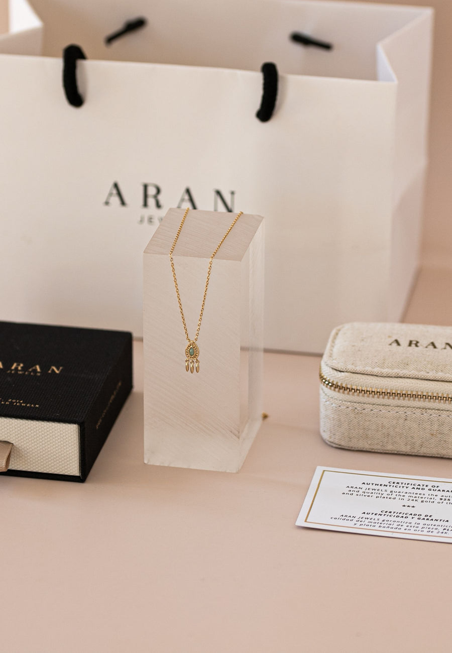 Collar RITUAL con piedra aventurina en plata y baño oro