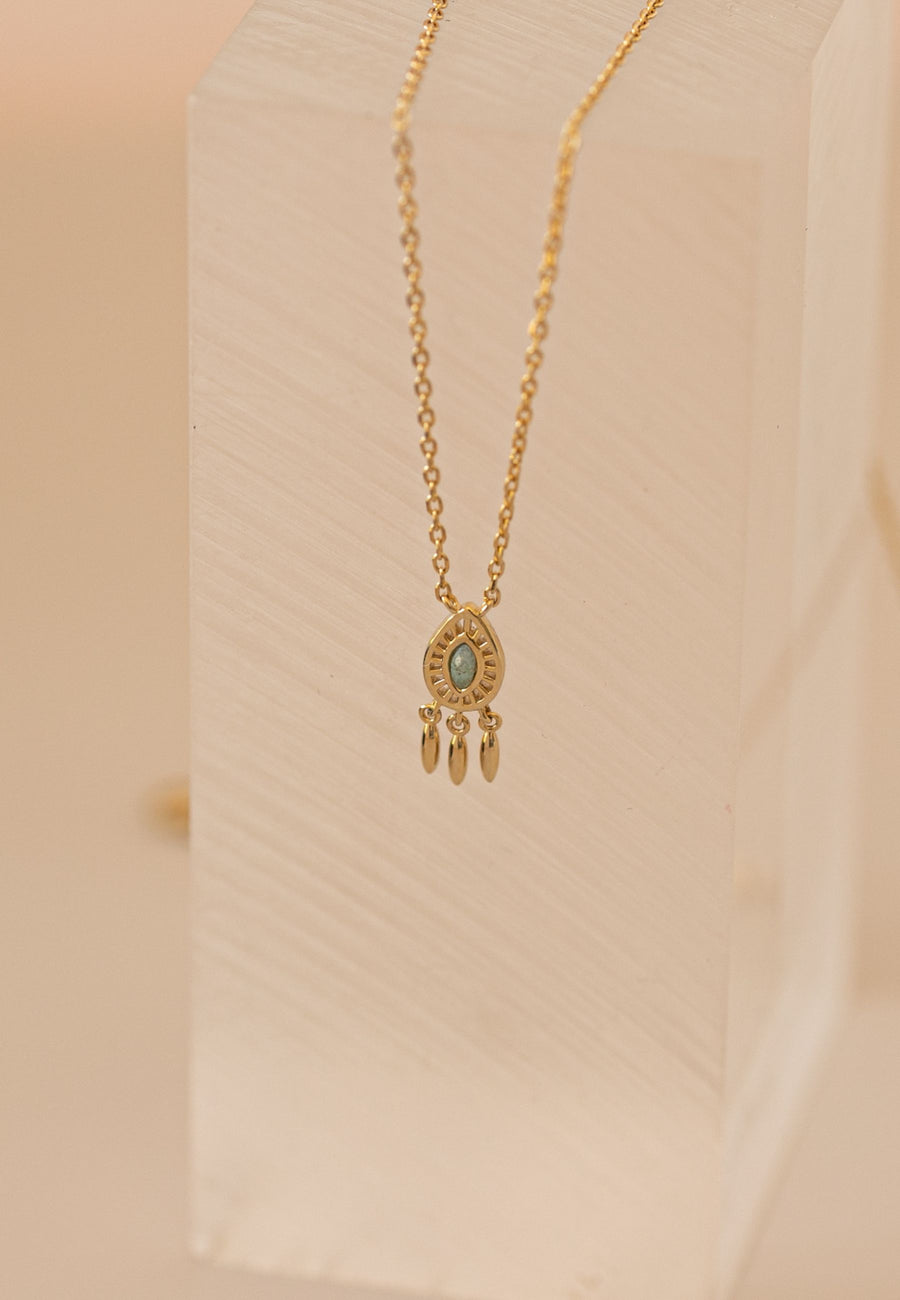 Collar de plata RITUAL con piedra aventurina en plata y baño oro