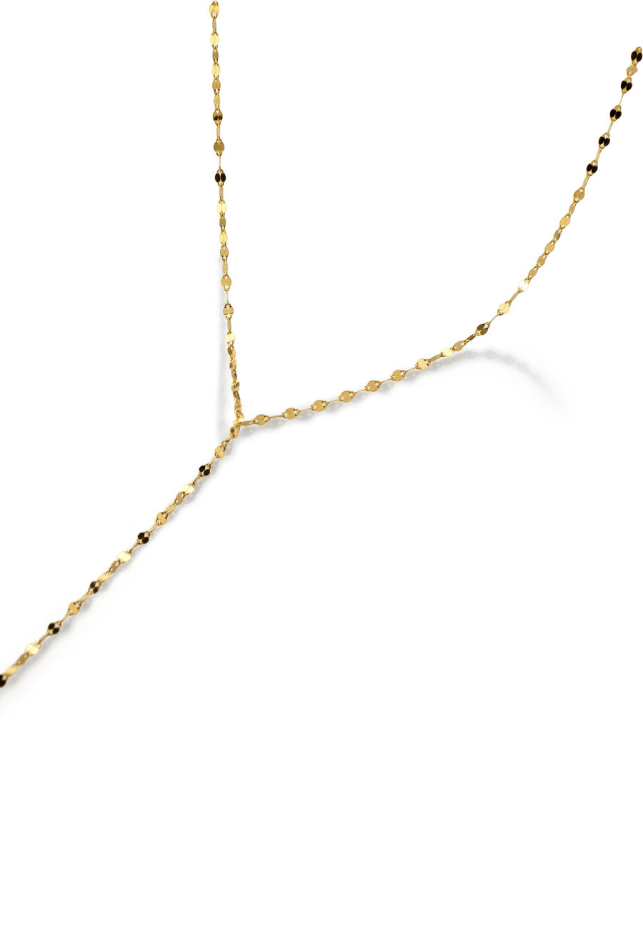Gargantilla en forma de Y de plata chapada en oro 24k