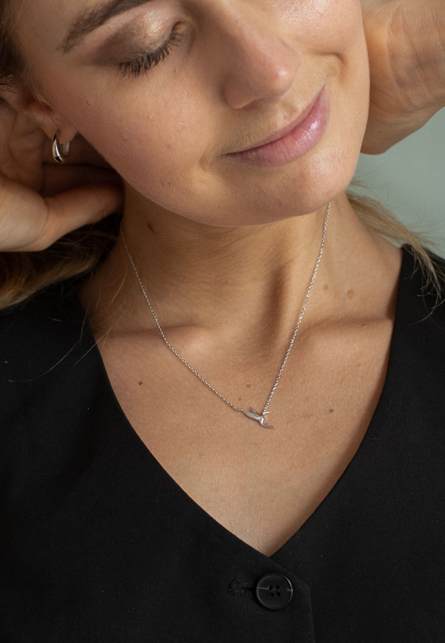 Collar de plata COLIBRÍ plata baño oro 24k