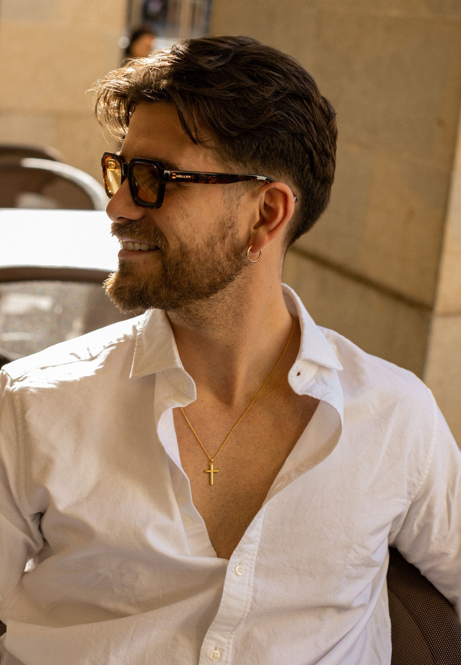 Collar de plata CRUZ MAN GLD en plata de ley bañado en oro