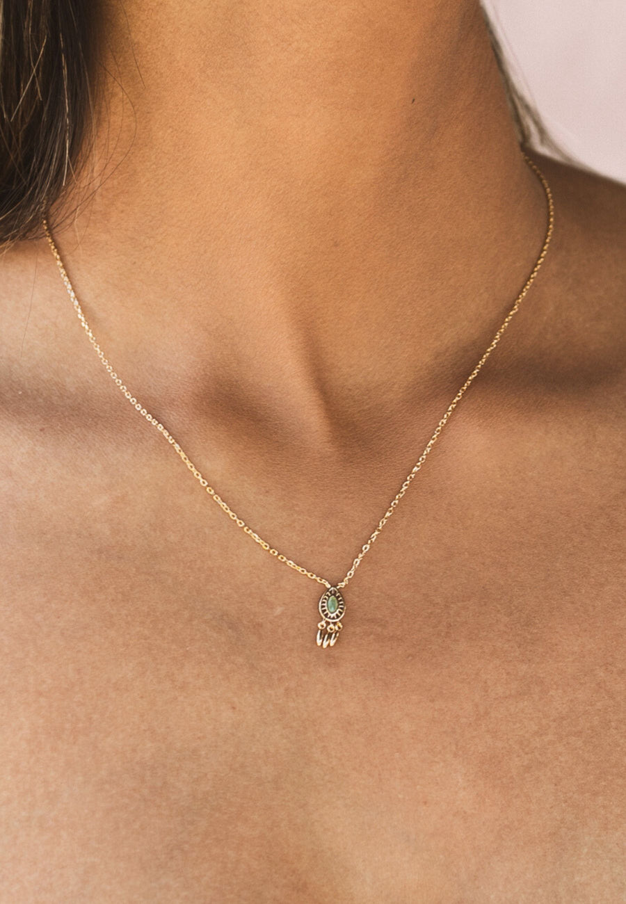 Collar de plata RITUAL con piedra aventurina en plata y baño oro