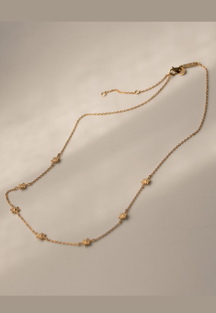 Collar SIETE SOLES plata y baño oro 24k