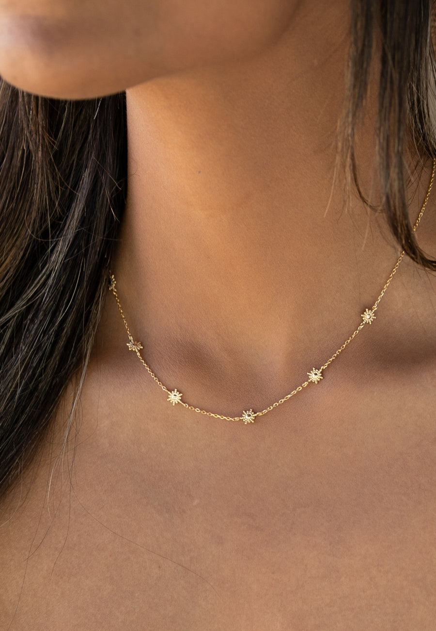 Collar SIETE SOLES plata y baño oro 24k