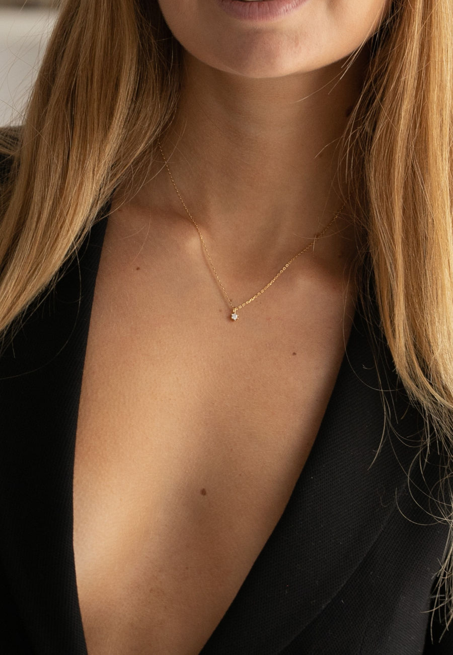 Collar HEXAGON plata baño oro 24k