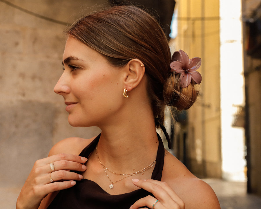 Pendientes de plata MILLIE tipo aros gruesos entrelazados tipo nudo semi abiertos en plata y chapado en oro