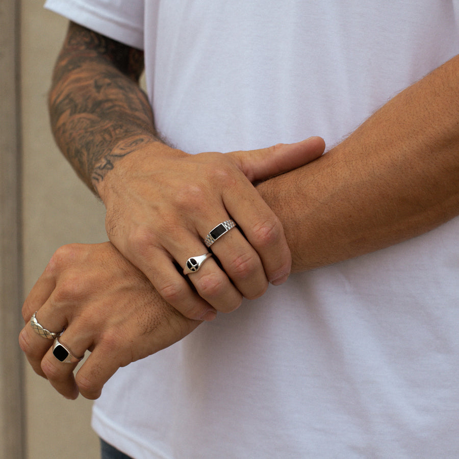 Anillo ajustable TRIBECA para hombre en plata de ley