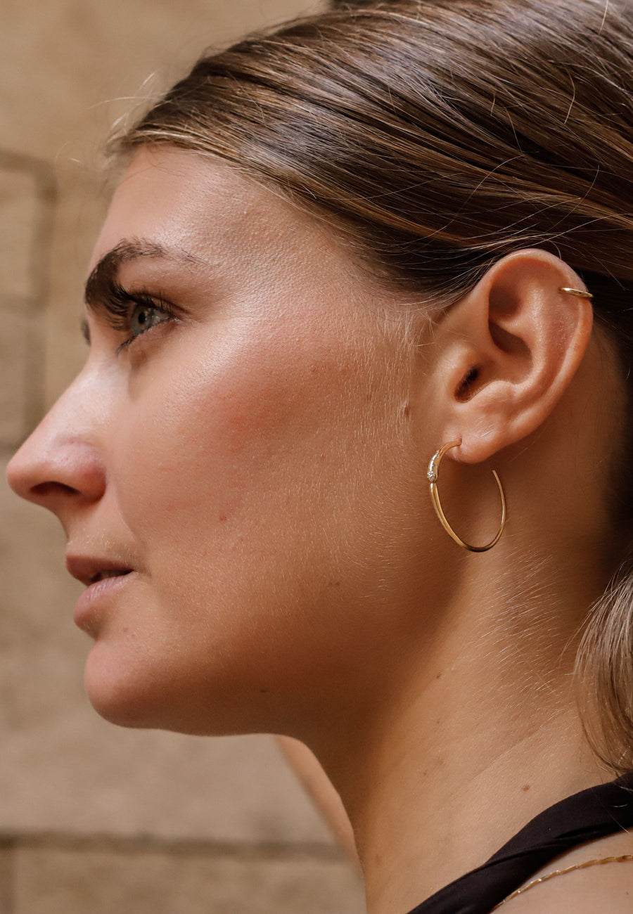 Pendientes de plata de aro CRIATURE en plata y baño oro