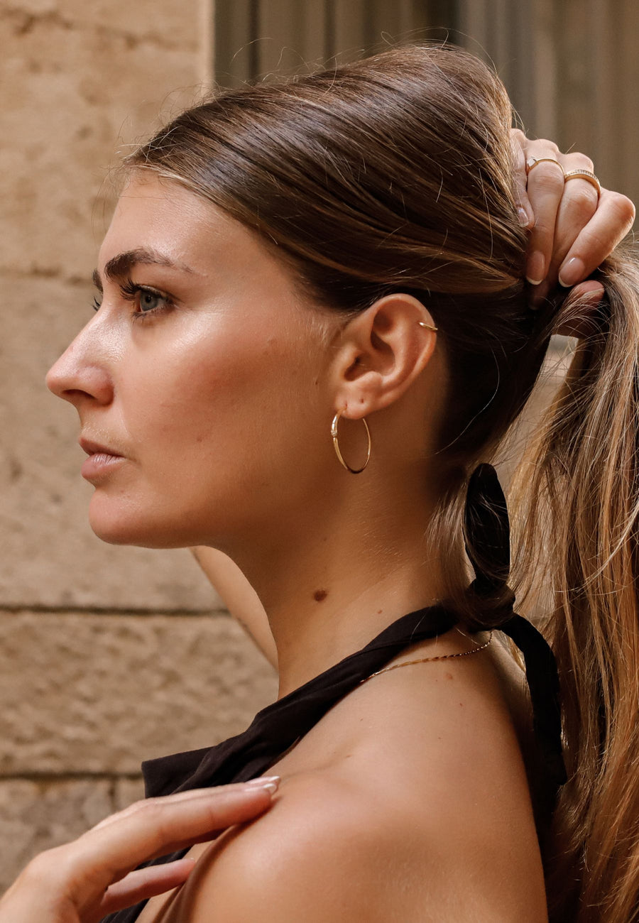 Pendientes de plata de aro CRIATURE en plata y baño oro