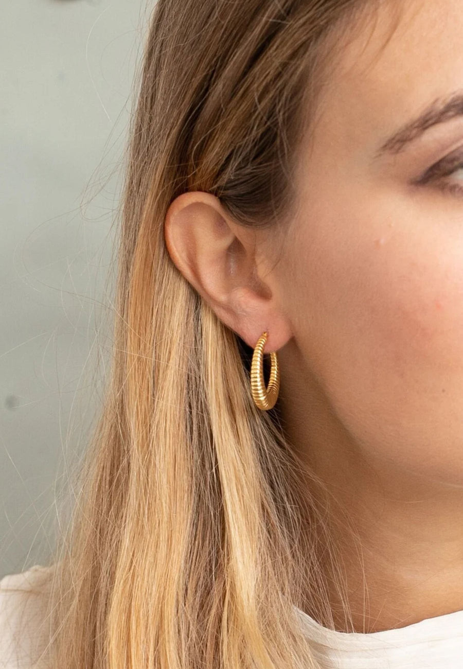 Pendientes de plata aro BALI huecos y gruesos rayas en plata 925