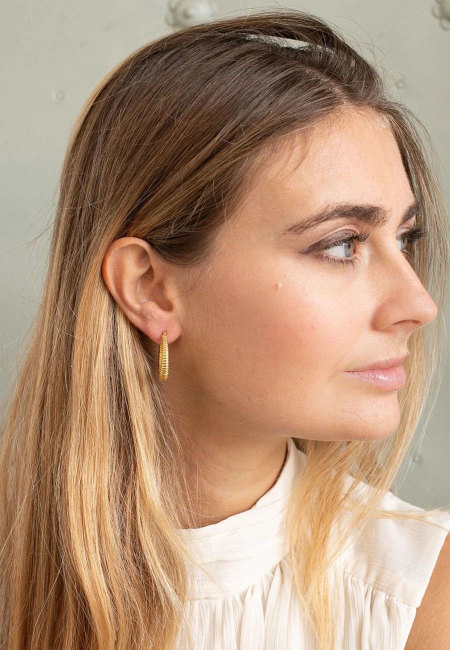 Pendientes de plata aro BALI huecos y gruesos rayas en plata 925