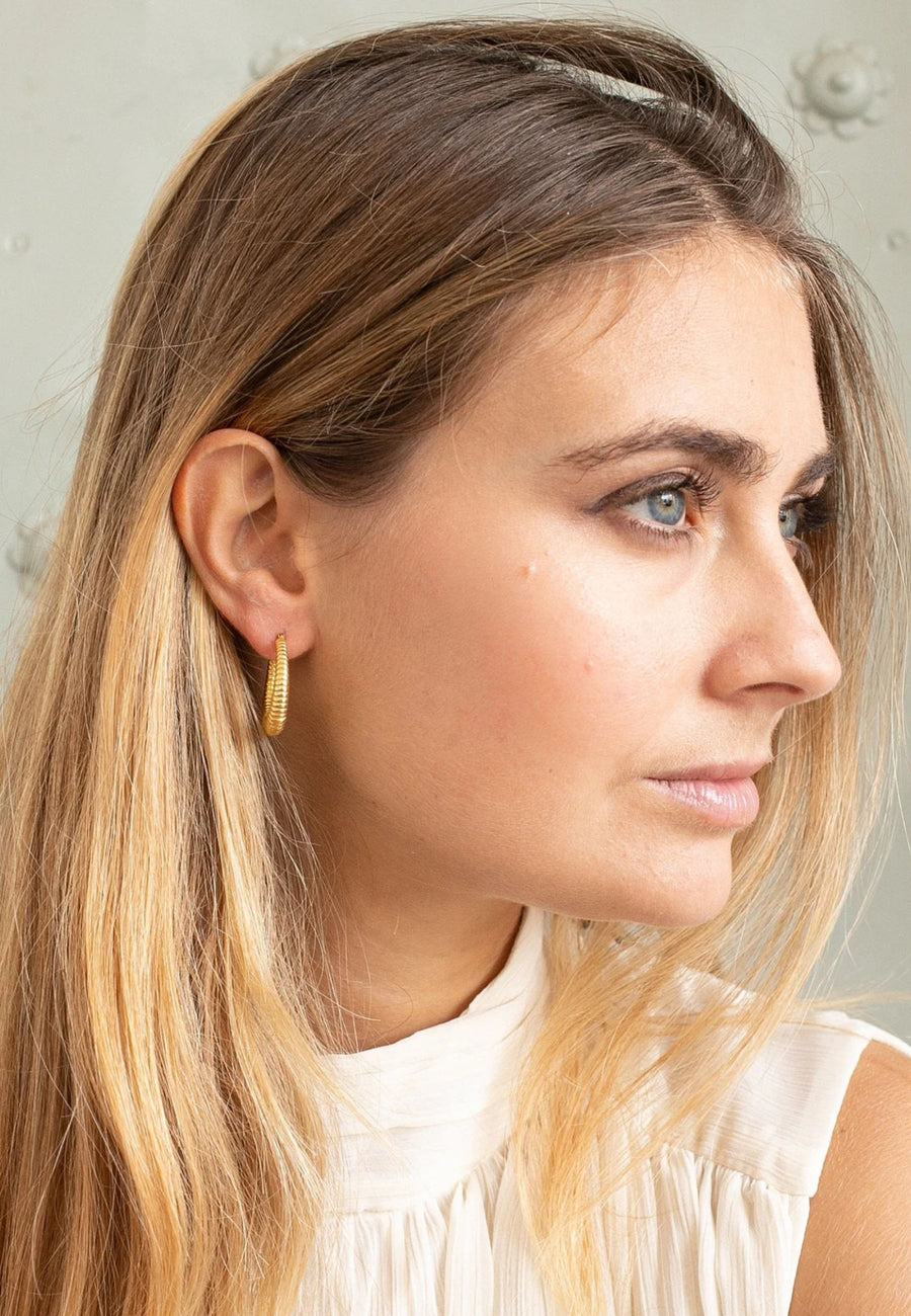 Pendientes de plata aro BALI huecos y gruesos rayas en plata 925