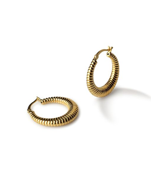 Pendientes de plata aro BALI huecos y gruesos rayas en plata 925