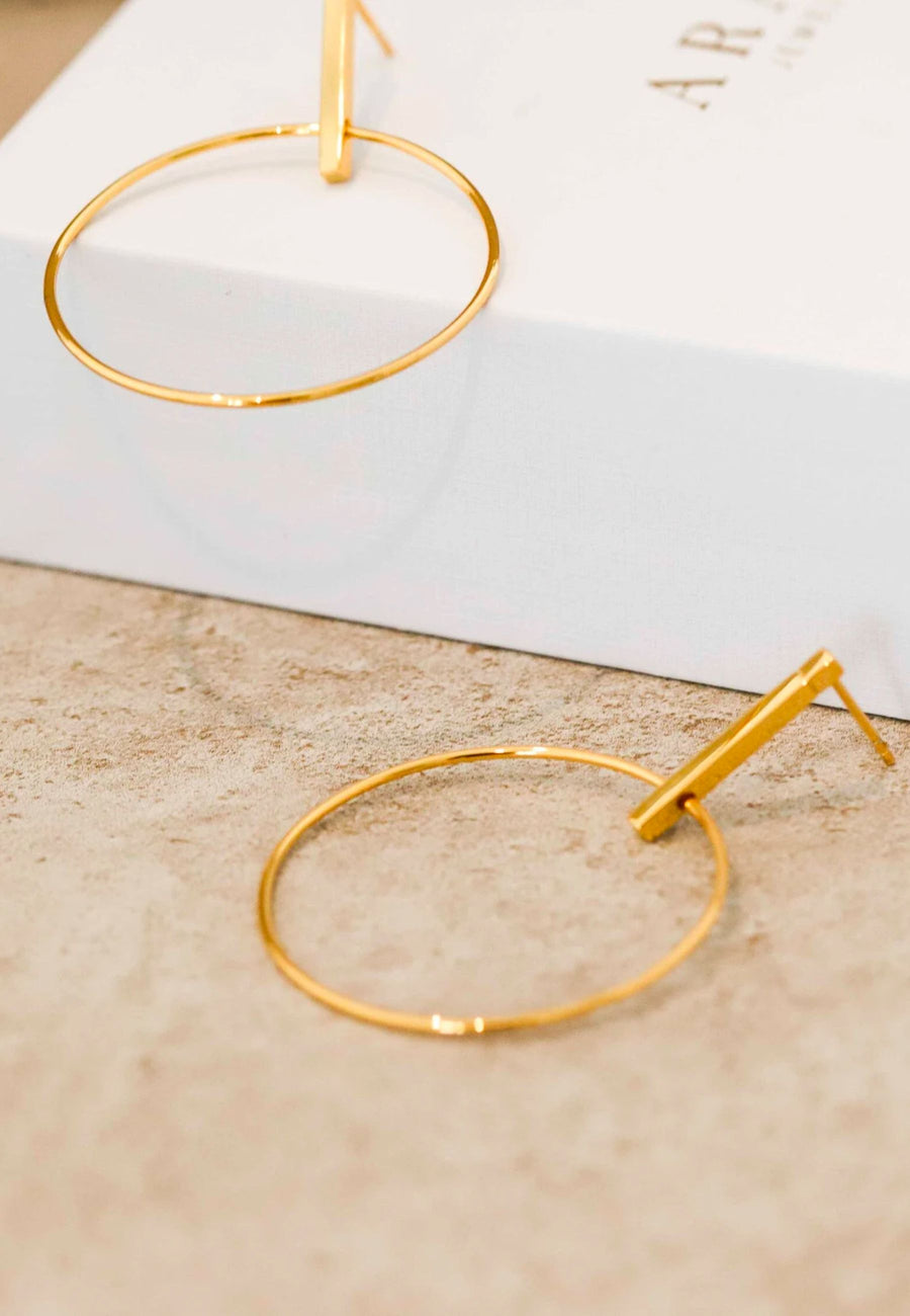 Pendientes de plata STICK CIRCLE oro
