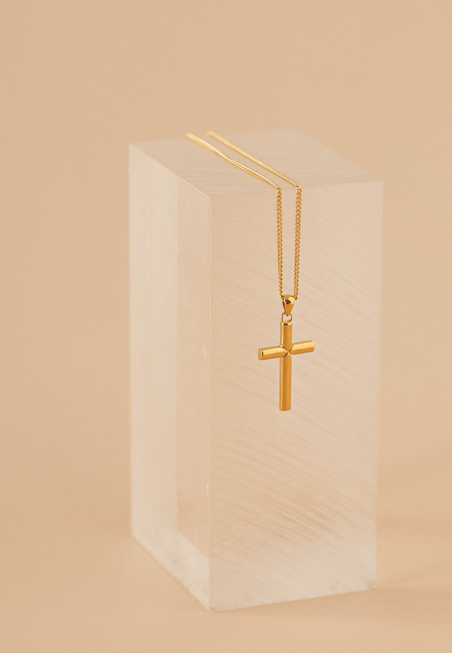 Collar CRUZ MAN GLD en plata de ley bañado en oro