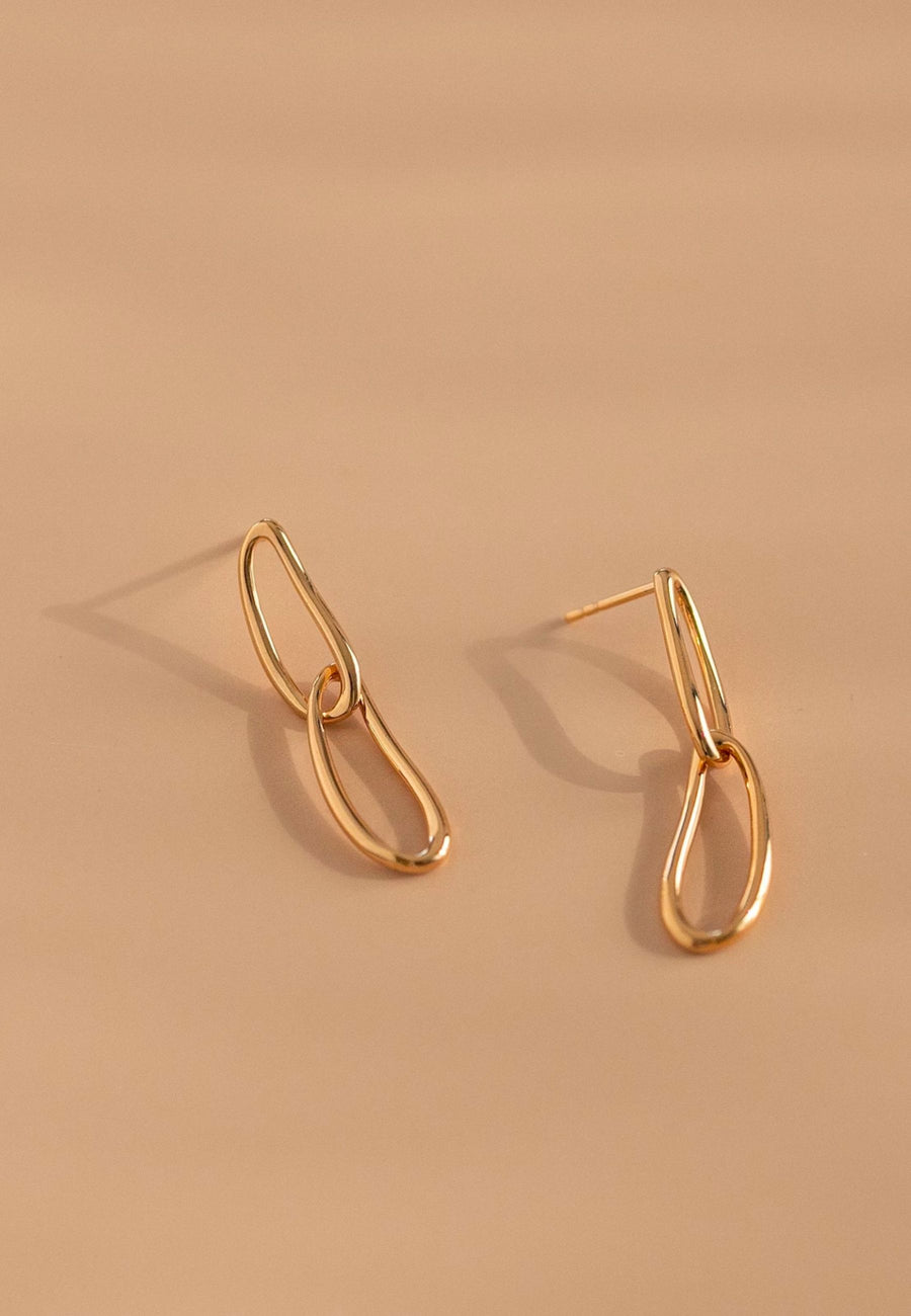 Pendientes de plata largos DOUBLE BUBBLE en plata de ley