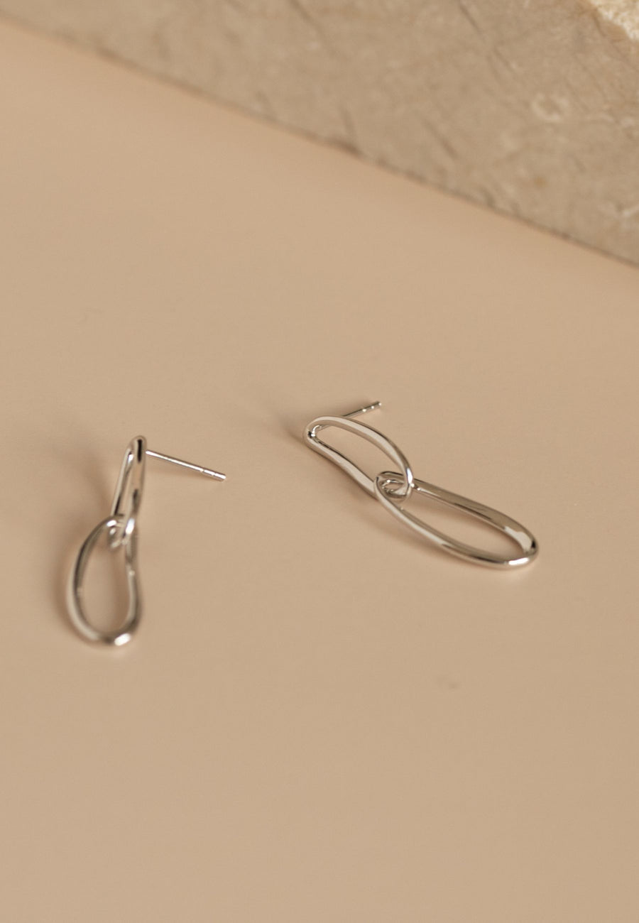 Pendientes de plata largos DOUBLE BUBBLE en plata de ley