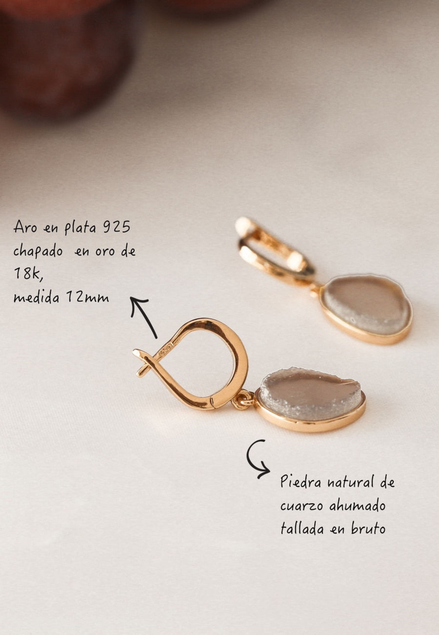 Pendientes de plata largos LIGHT GREY oro