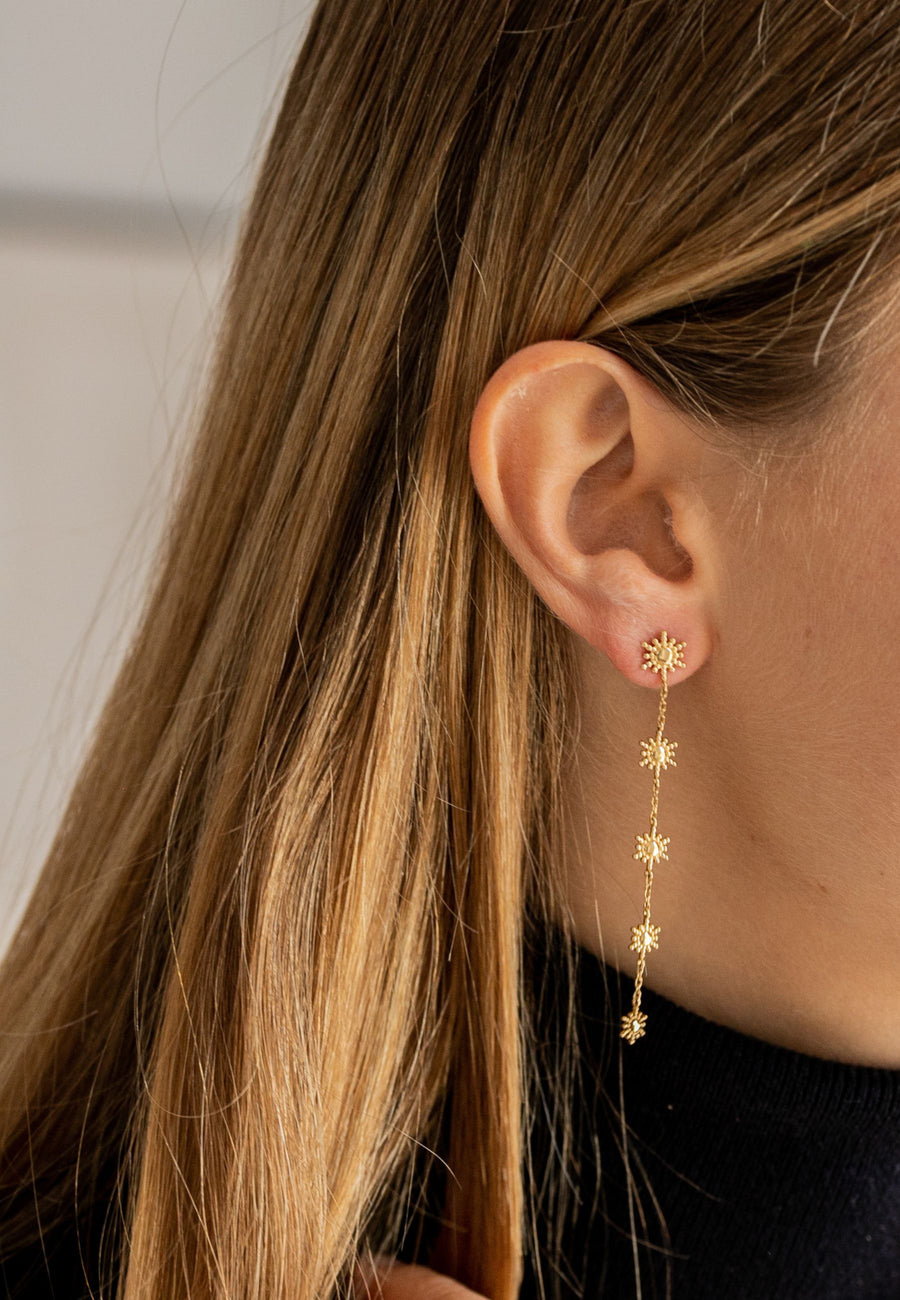 Pendientes LARGOS SOLES en plata y baño oro