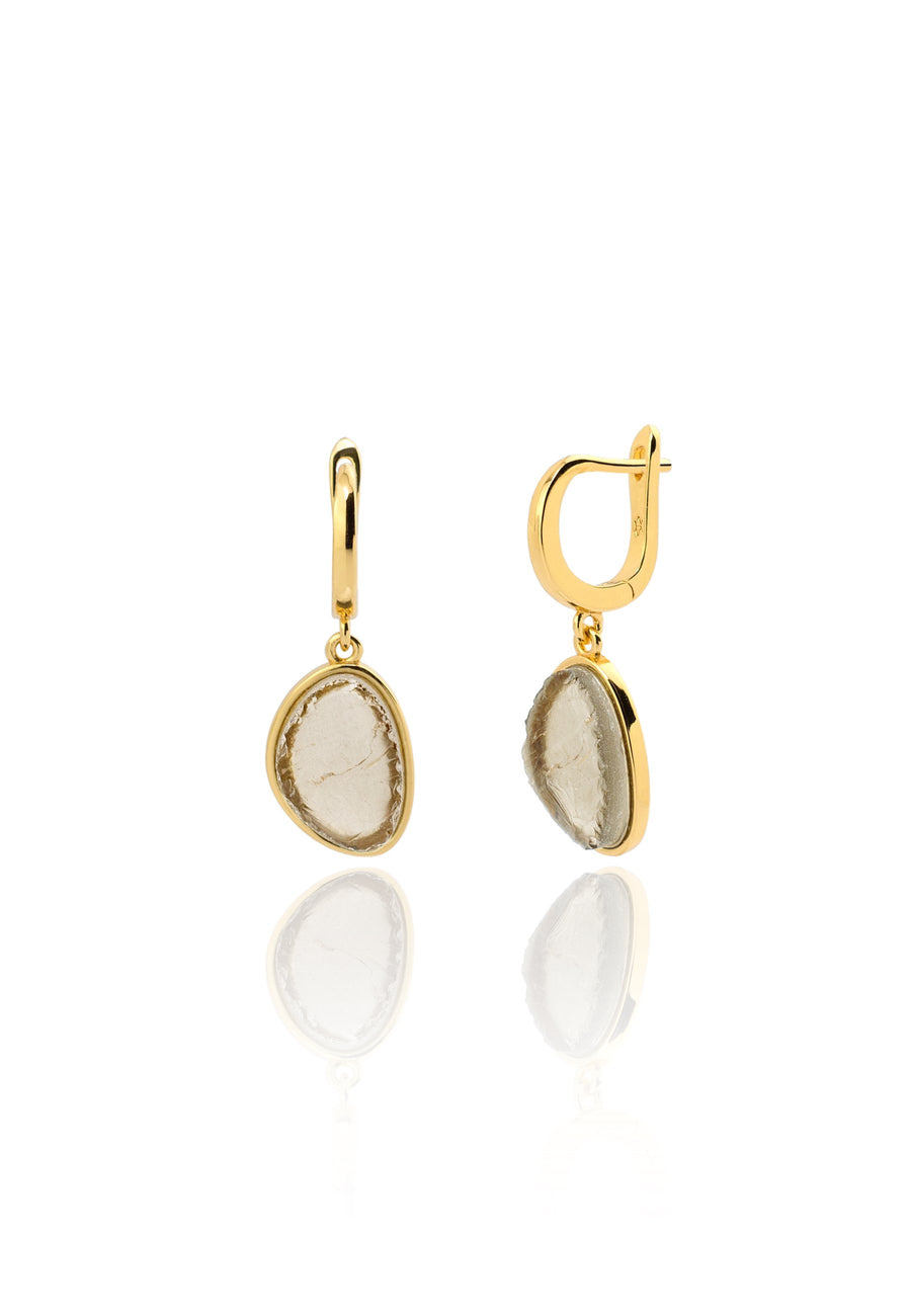 Pendientes largos LIGHT GREY oro