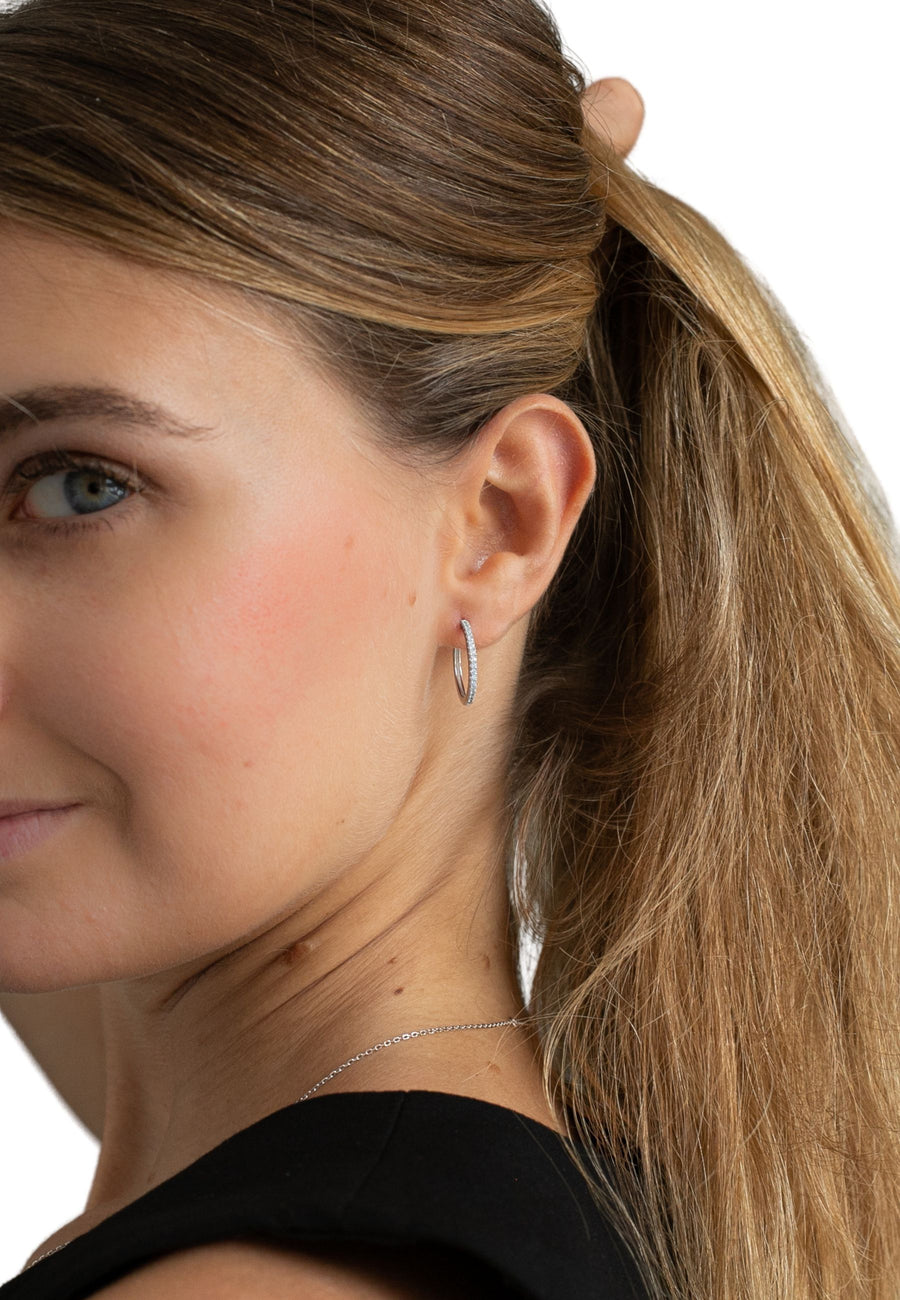 Pendientes de plata de aro SUPREME con banda de circonitas oro