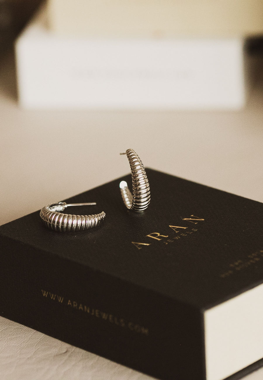 Pendientes de plata de semi aro trenzados GUS en oro